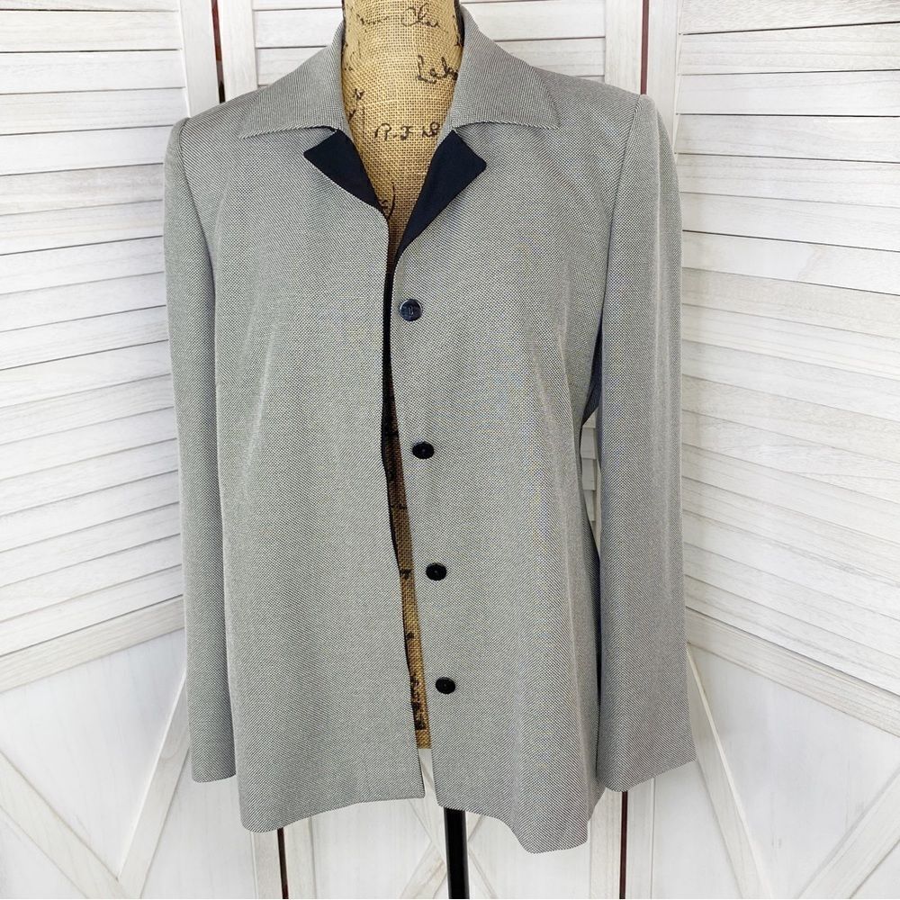 Nicola 80s Blazer Women 10 Black White Dot Matrix Button Single Breasted Italian